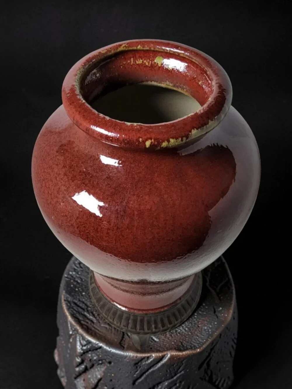 Vintage Repop Chinese porcelain vase with a oxblood red glaze.